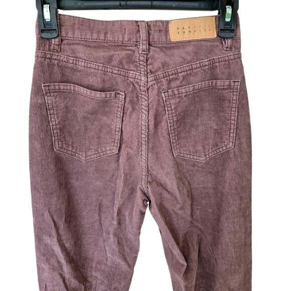 PacSun High Rise Bootcut Corduroy Pants Women's 24x32 Brown Button Fly - Picture 3 of 9